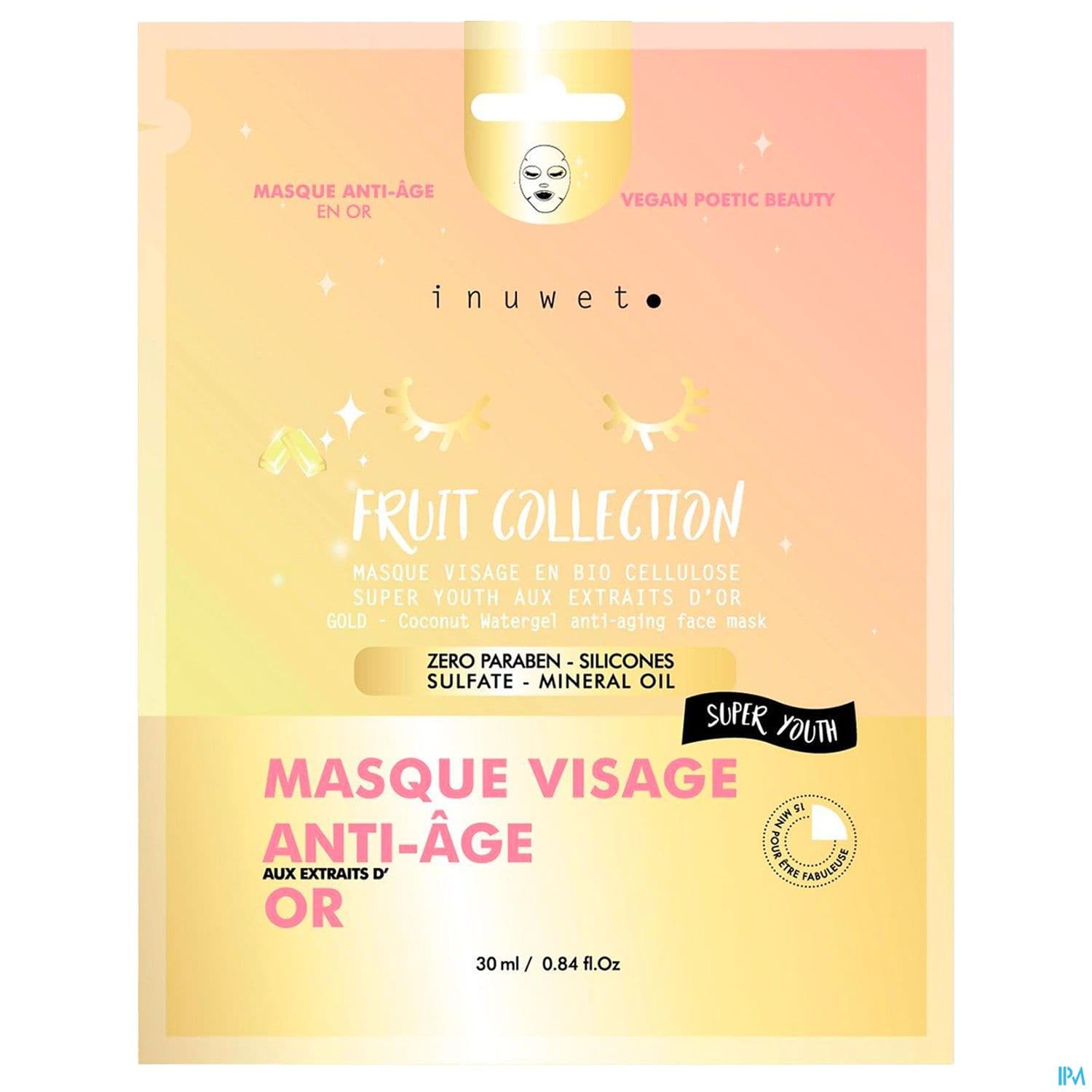 Inuwet Masque Visage Fruit Collection Hydratation Extraits D Or 30ml
