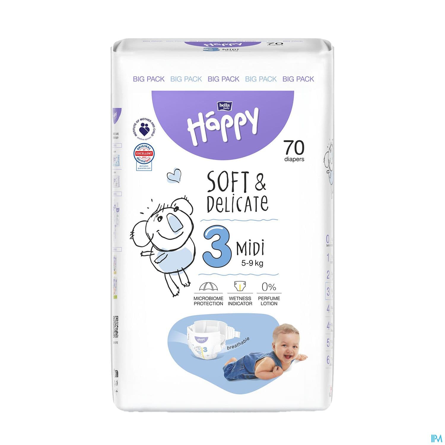 Happy Bella Baby Couche Bebe Midi Sachet 70 — Pharmacie Port Royal