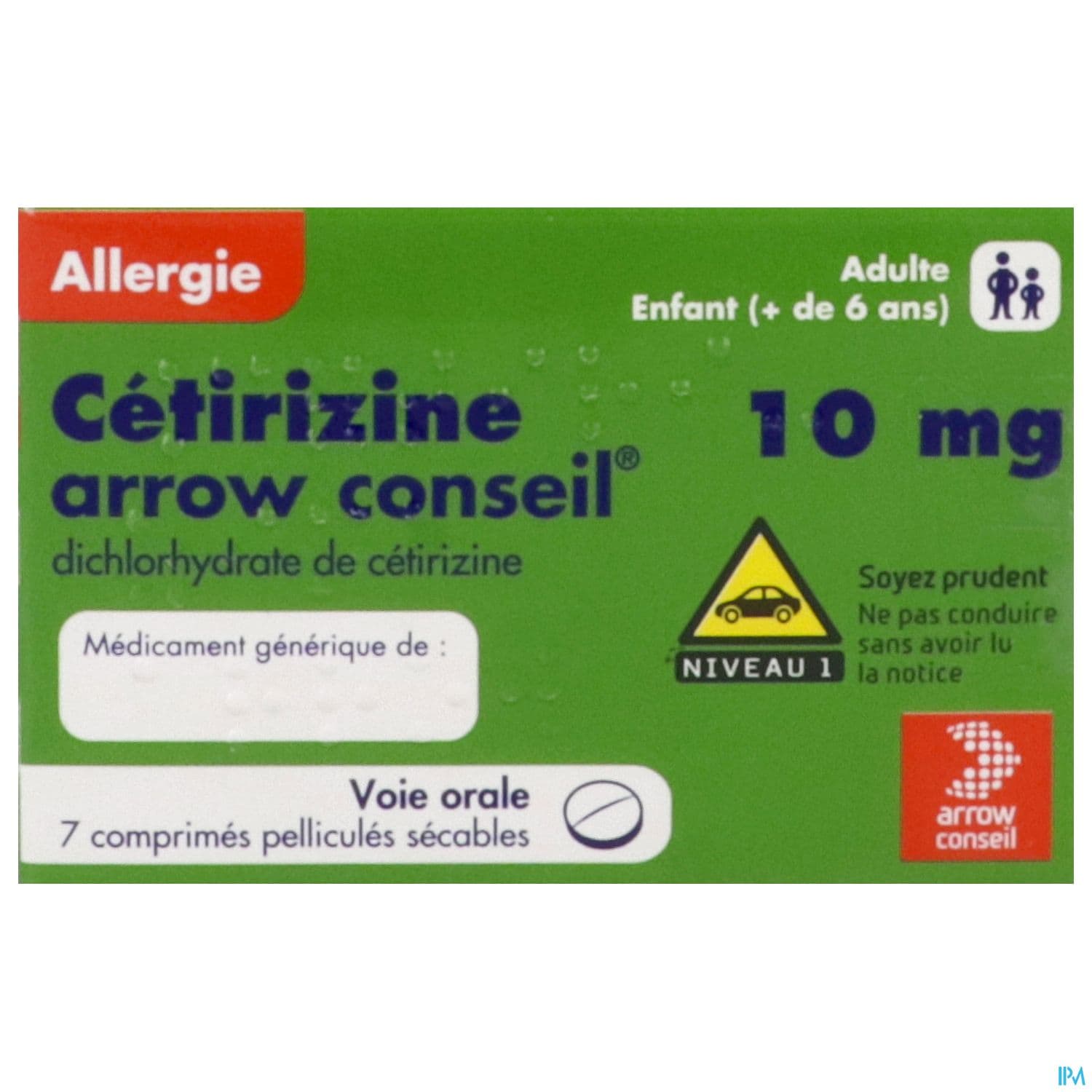 Cetirizine Arrow Conseil 10mg Comprime Secable 7