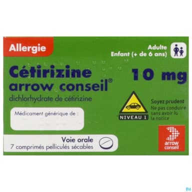 Cetirizine Arrow Conseil 10mg Comprime Secable 7