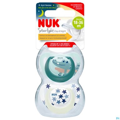 Nuk Sucette Silicone Starlight 18/36m Garcon X2