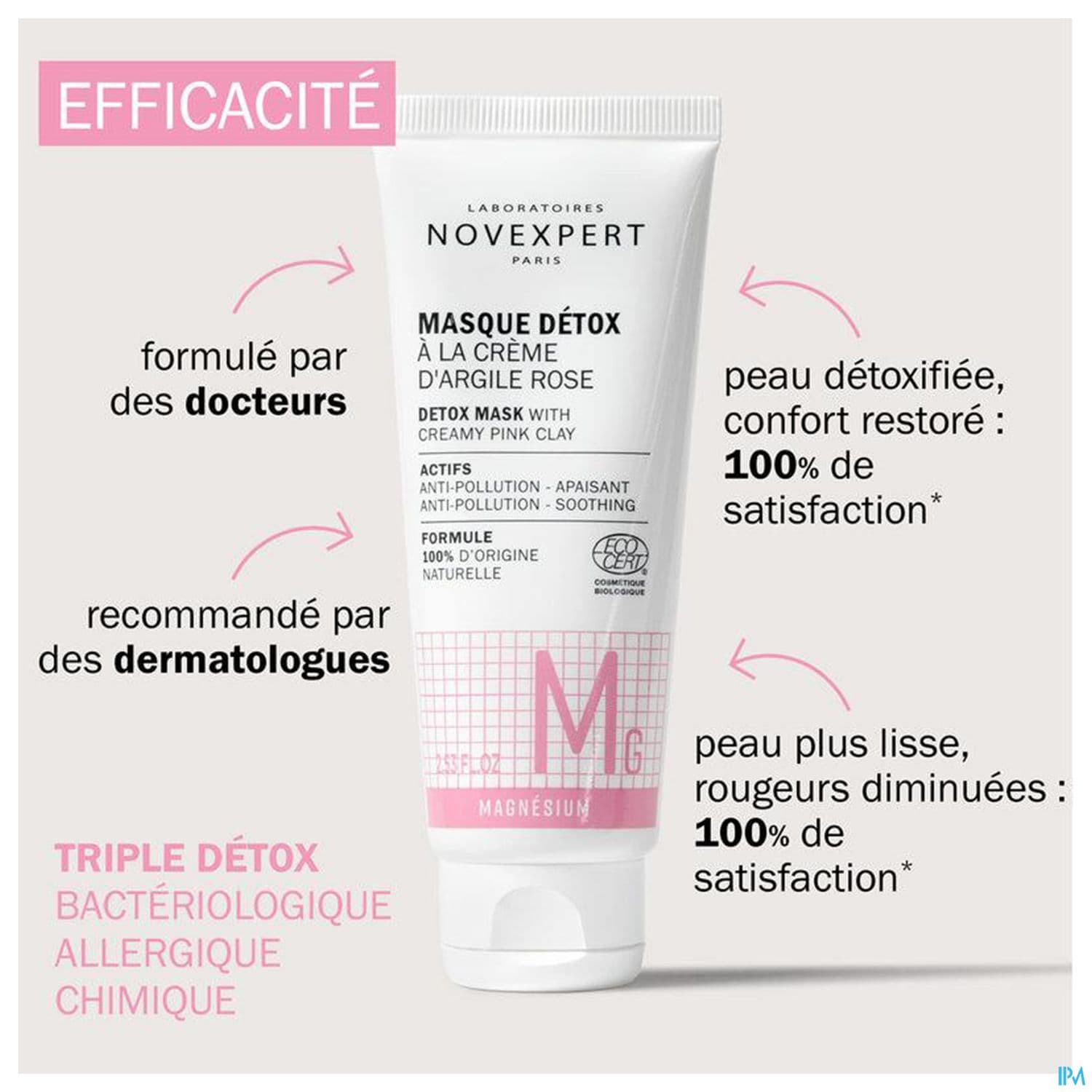 Novexpert Masque Detox A La Creme Argile Rose 75ml