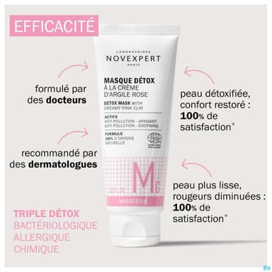 Novexpert Masque Detox A La Creme Argile Rose 75ml