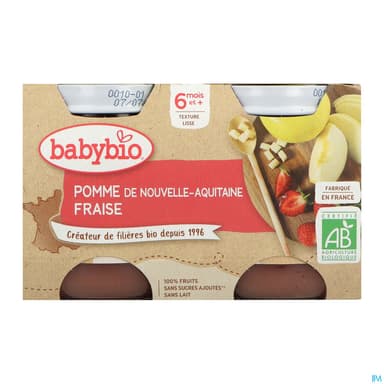 BABYBIO POMME/FRAISE 2X130G