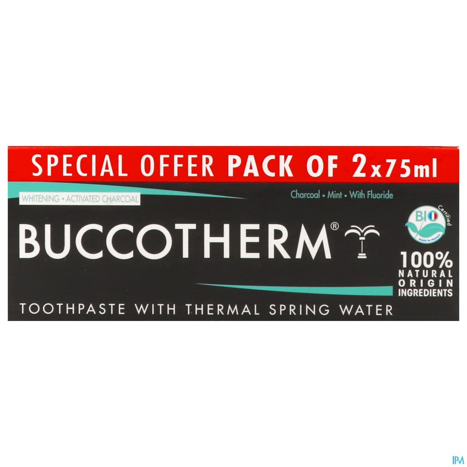 Buccotherm Dentifrice Bio Blancheur Charbon 75ml X2