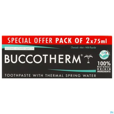 Buccotherm Dentifrice Bio Blancheur Charbon 75ml X2