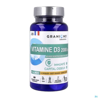 Granions Vitamine D3 2000ui Immunite Capital Osseux Comprime A Croquer 30