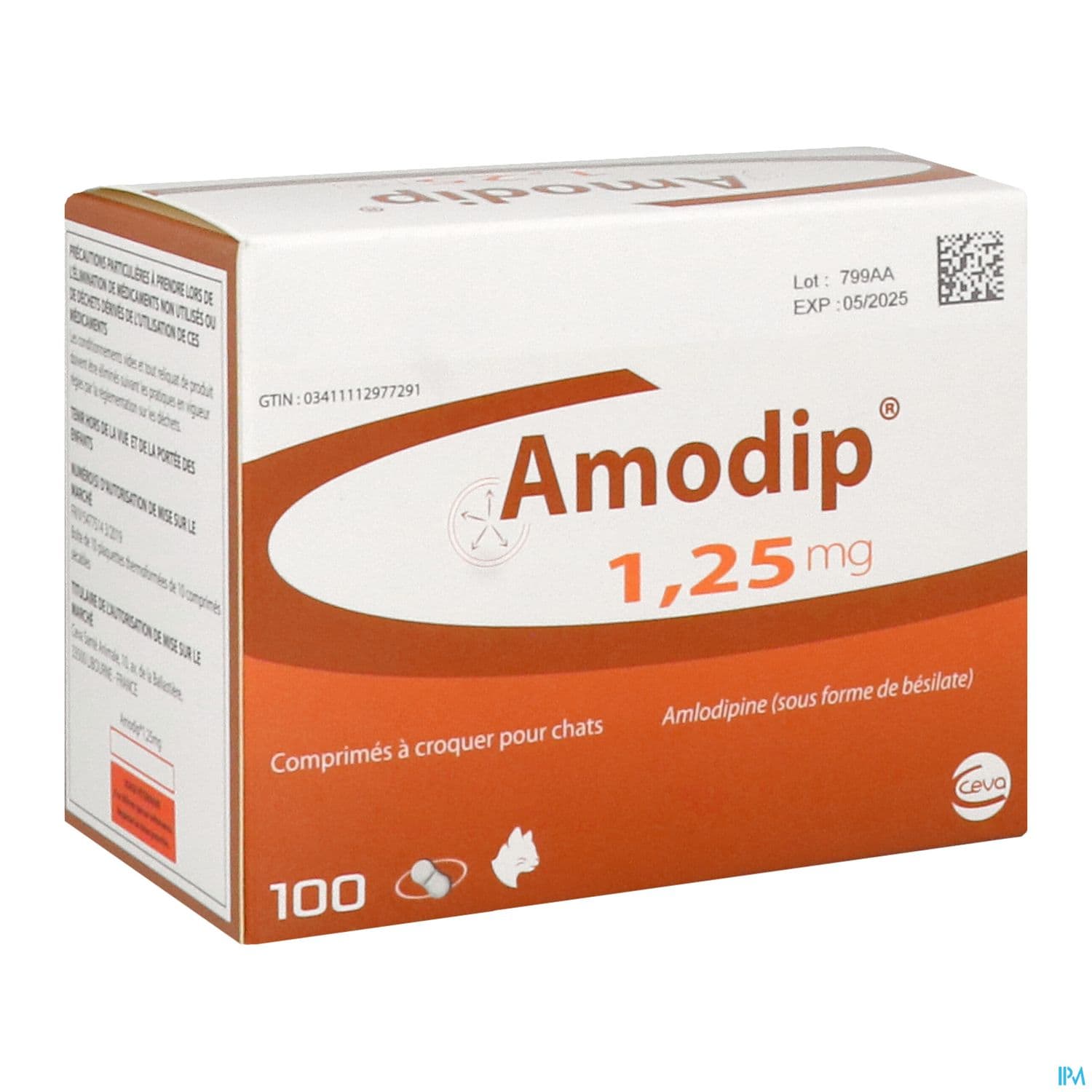 Amodip 1mg25 Hypertension Systemique Chat Comprime 100