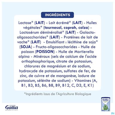 GALLIA CALISMA 2 LAIT PDR BIO 800G
