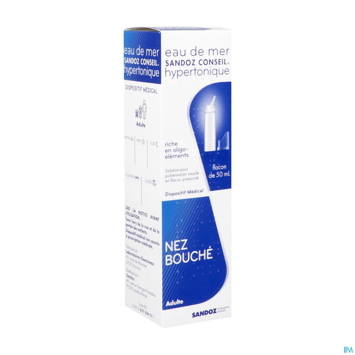 Eau Mer Hypertonique Sandoz Conseil Spray 50ml — pharmavance le chesnay