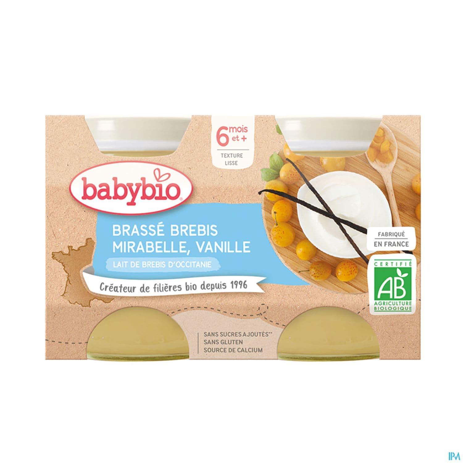 Babybio Brasse Au Lait De Brebis D'occitanie Mirabelle De France Vanille 6m 130g X2