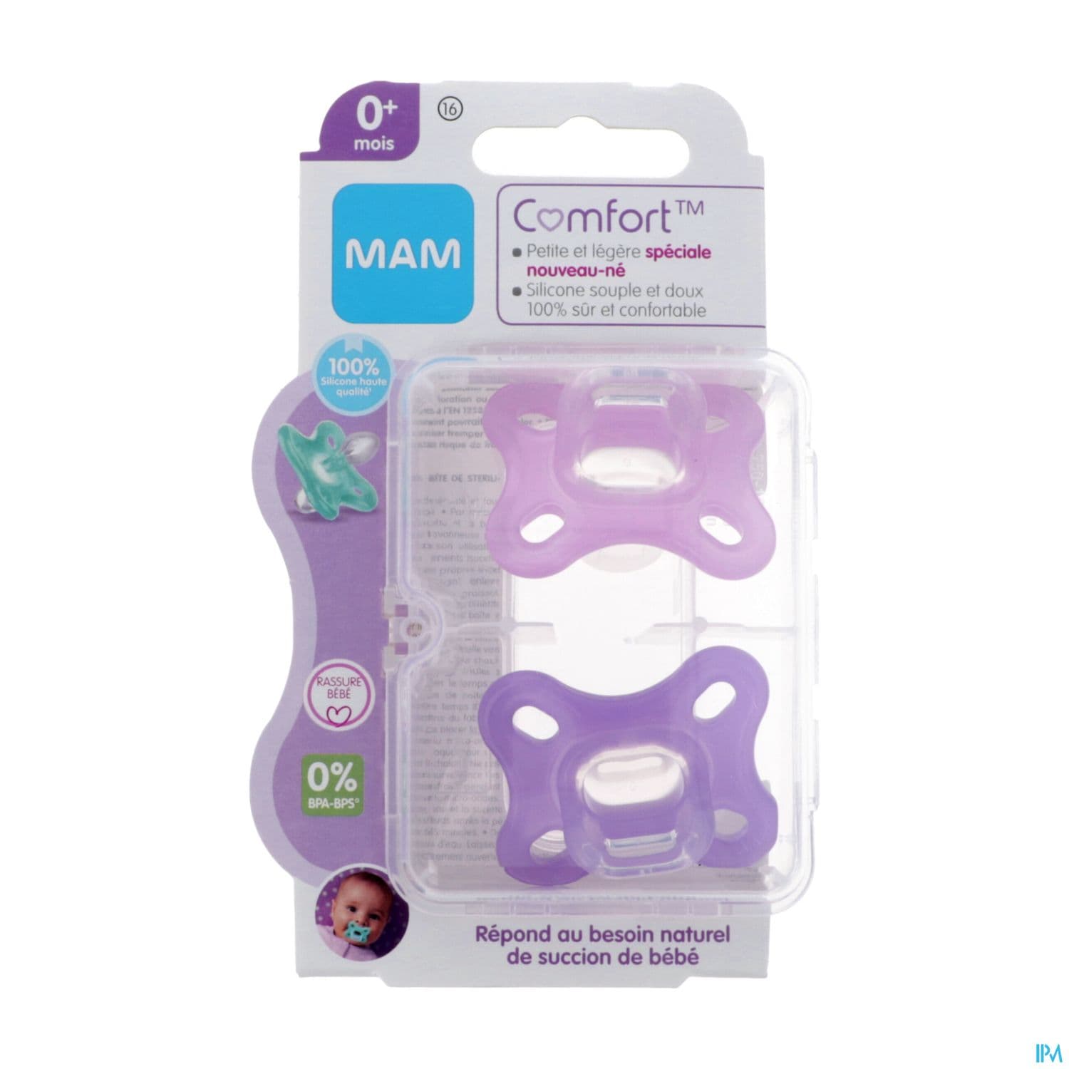 Mam Sucette Comfort Rose +0m Silicone Bte Sterilisation X2