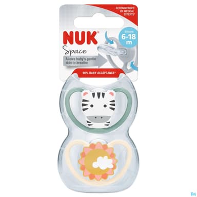 Nuk Sucette Silicone Space 6/18m Garcon X2
