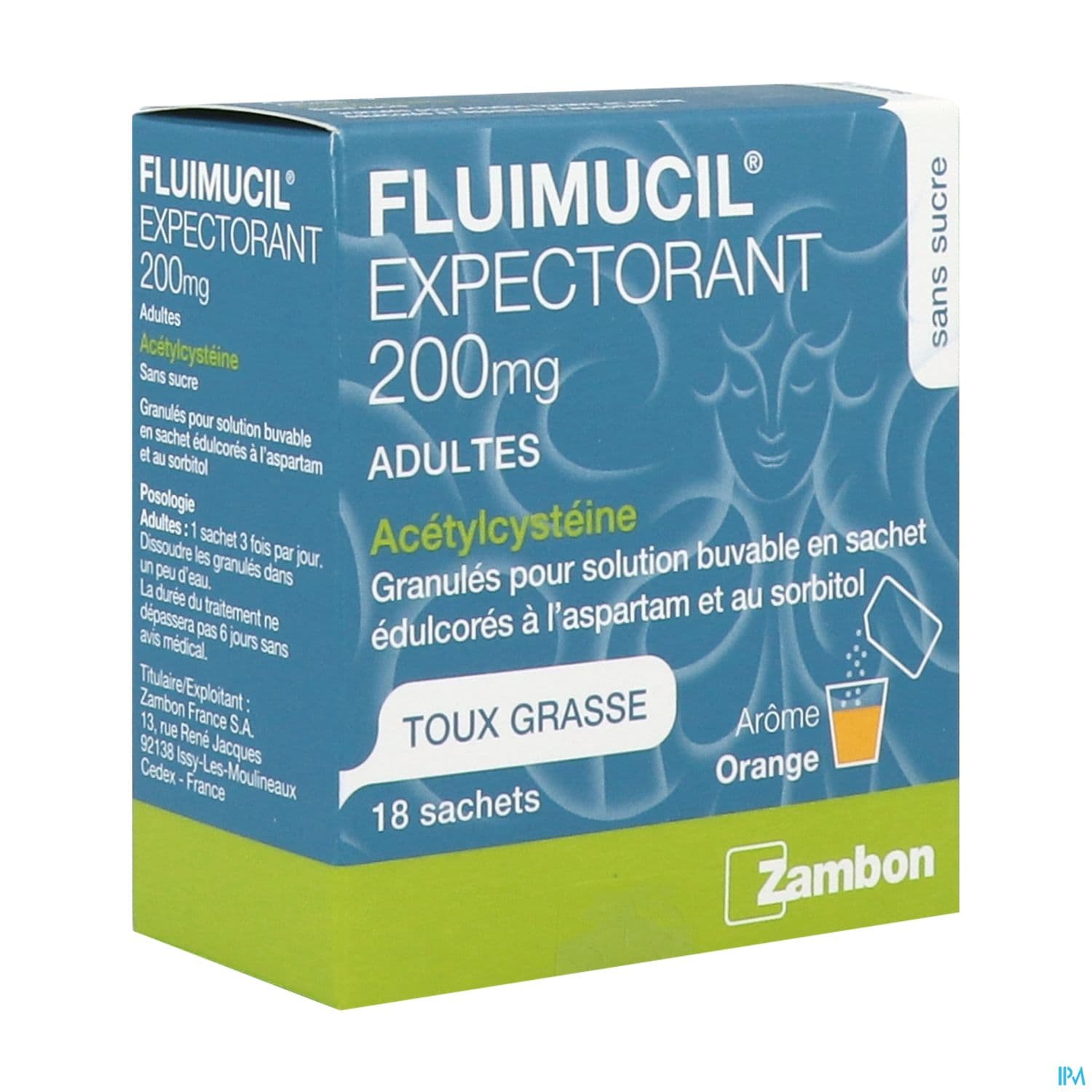 Fluimucil Expectorant Acetylcysteine 200mg Adulte Sans Sucre Granules Sachet 18