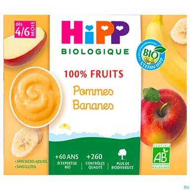 HIPP COMPOTE POM BANAN COUP 100GX4
