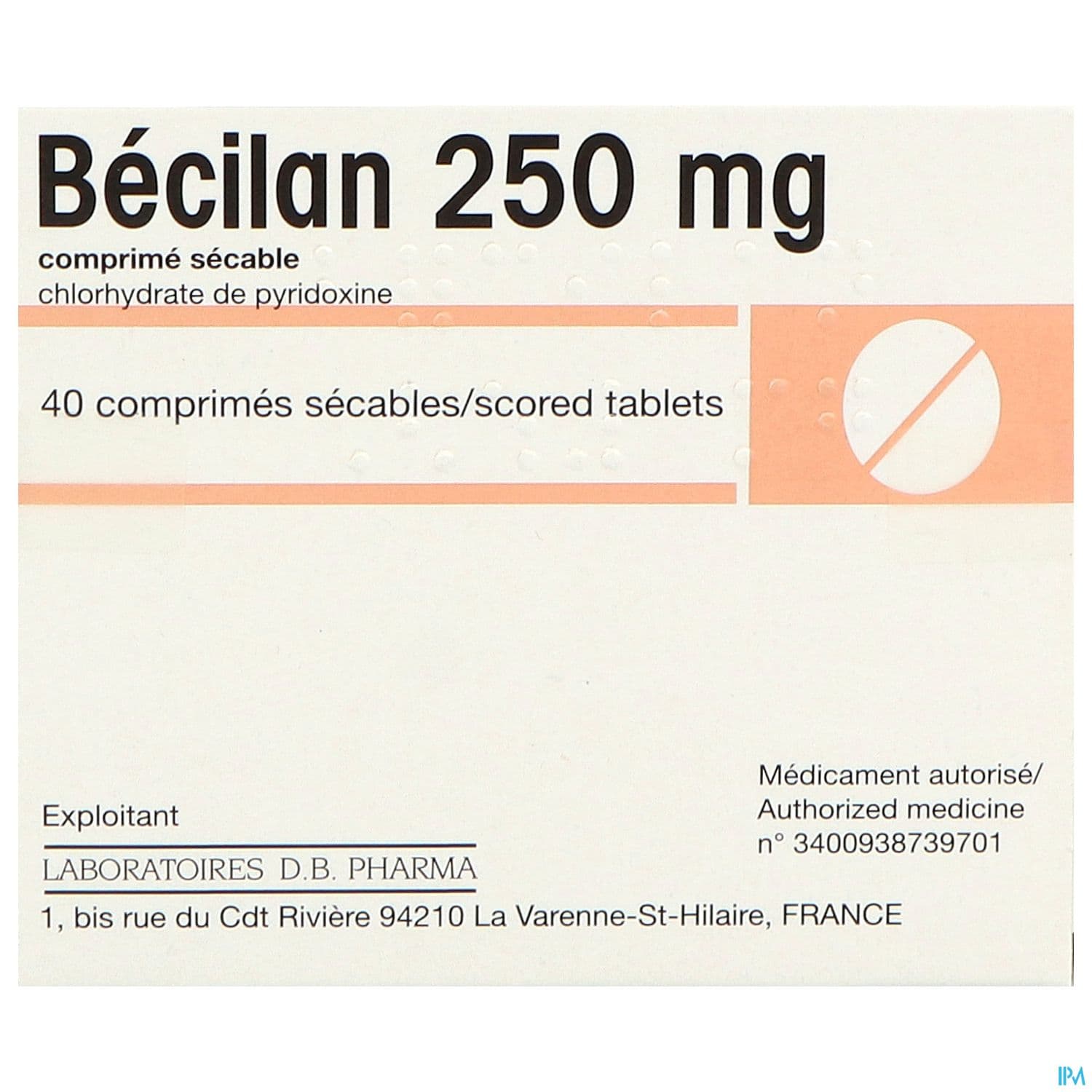 Becilan 250mg Comprime Secable Boite 40