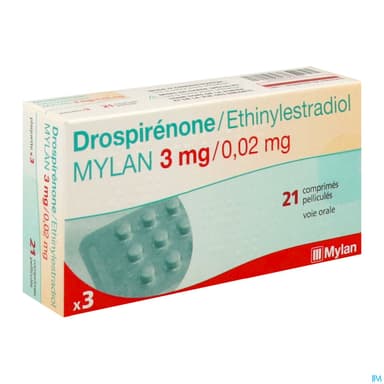 Drospirenone Ethinylestradiol Mylan 0mg02/3mg Comprime 21 X3