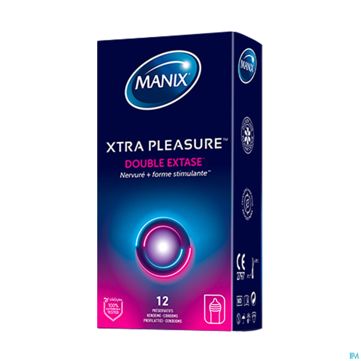 Manix sensations intenses xtra pleasure un maximum de plaisir à deux boite de 12 préservatifs — PHARMACIE DES CLINIQUES