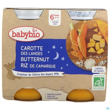 BABYBIO B/NUI CAROT/BUTT/RIZ2X200G