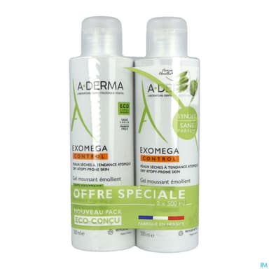 A-DERMA EXOMEGA CONT GEL MOUS2X500