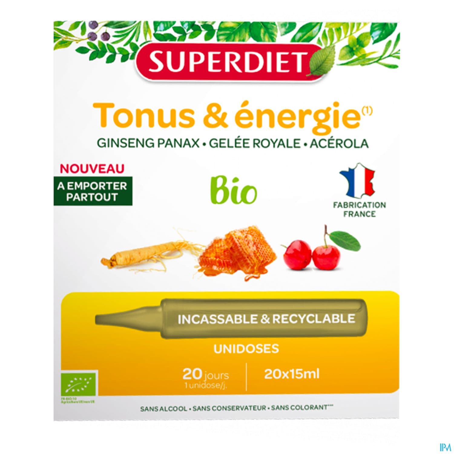Superdiet Tonus Energie Ginseng Gelee Royale Bio Unidose 15ml 20