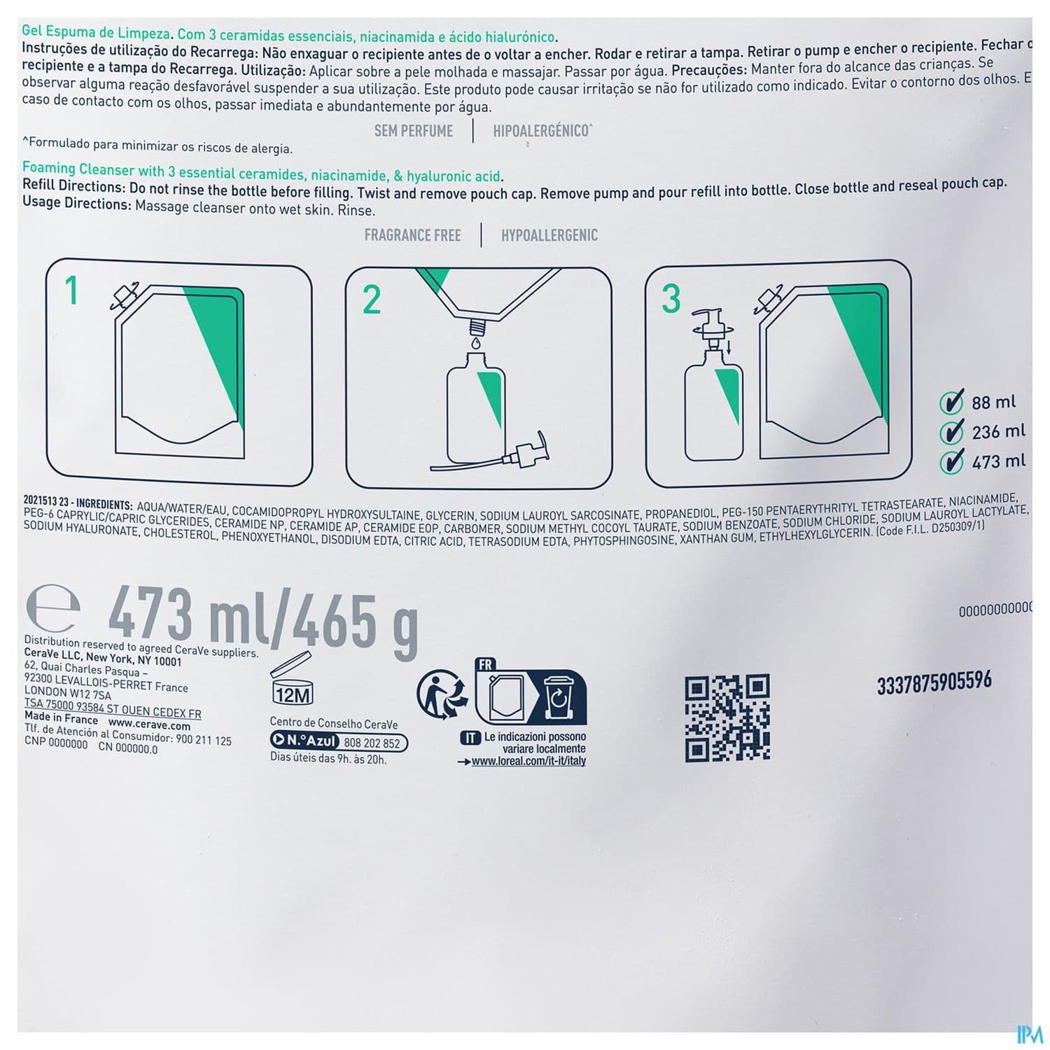 Cerave Eco Recharge Gel Moussant 473ml