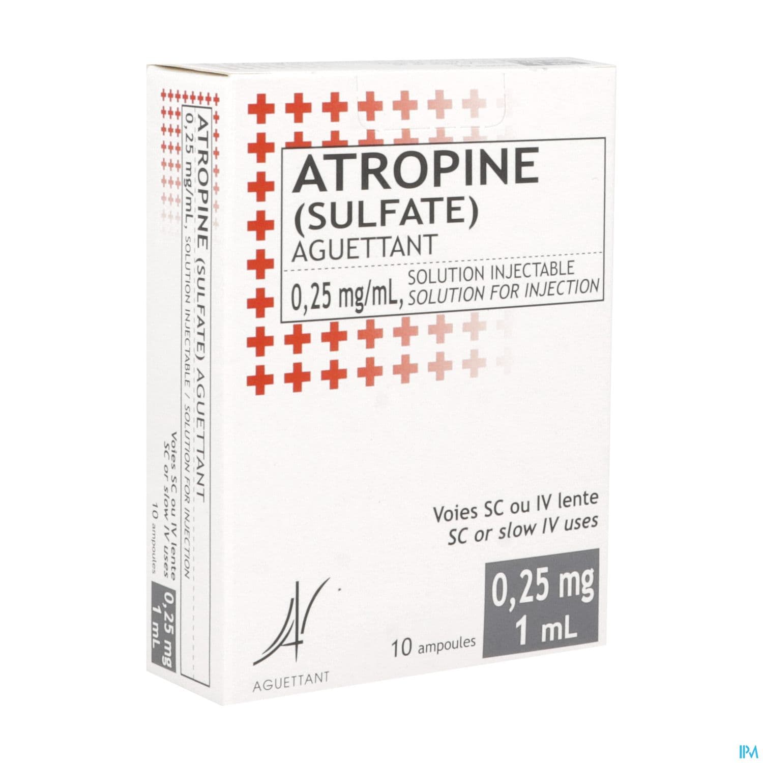 Aguettant Atropine Sulfate 0mg25/ml Solution Injectable 1ml 10