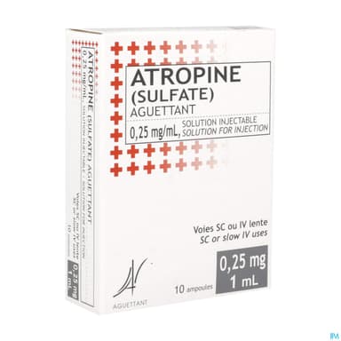 Aguettant Atropine Sulfate 0mg25/ml Solution Injectable 1ml 10