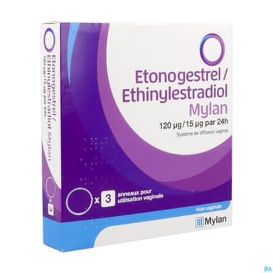 Etonogestrel Ethinylestradiol Mylan 120/15mcg/24h Diffusion Vaginal 3