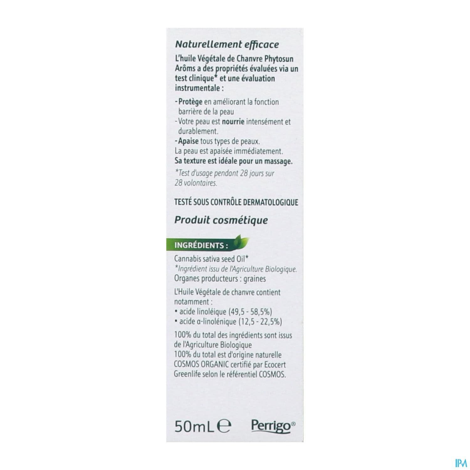 Phytosun Aroms Huile Vegetale Chanvre Bio 50ml
