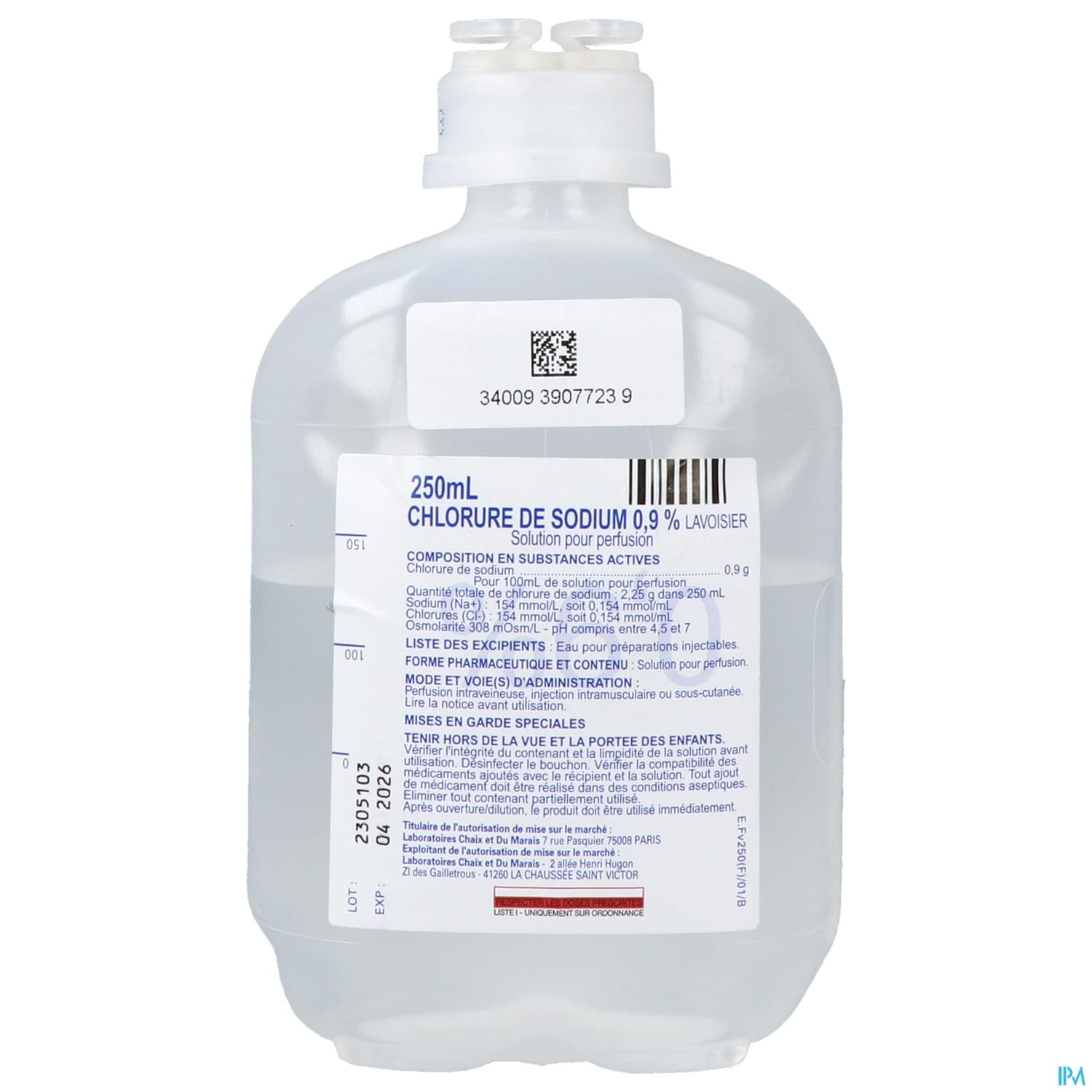 Lavoisier Sodium Chlorure 0.9% So Inj F Pol 250ml