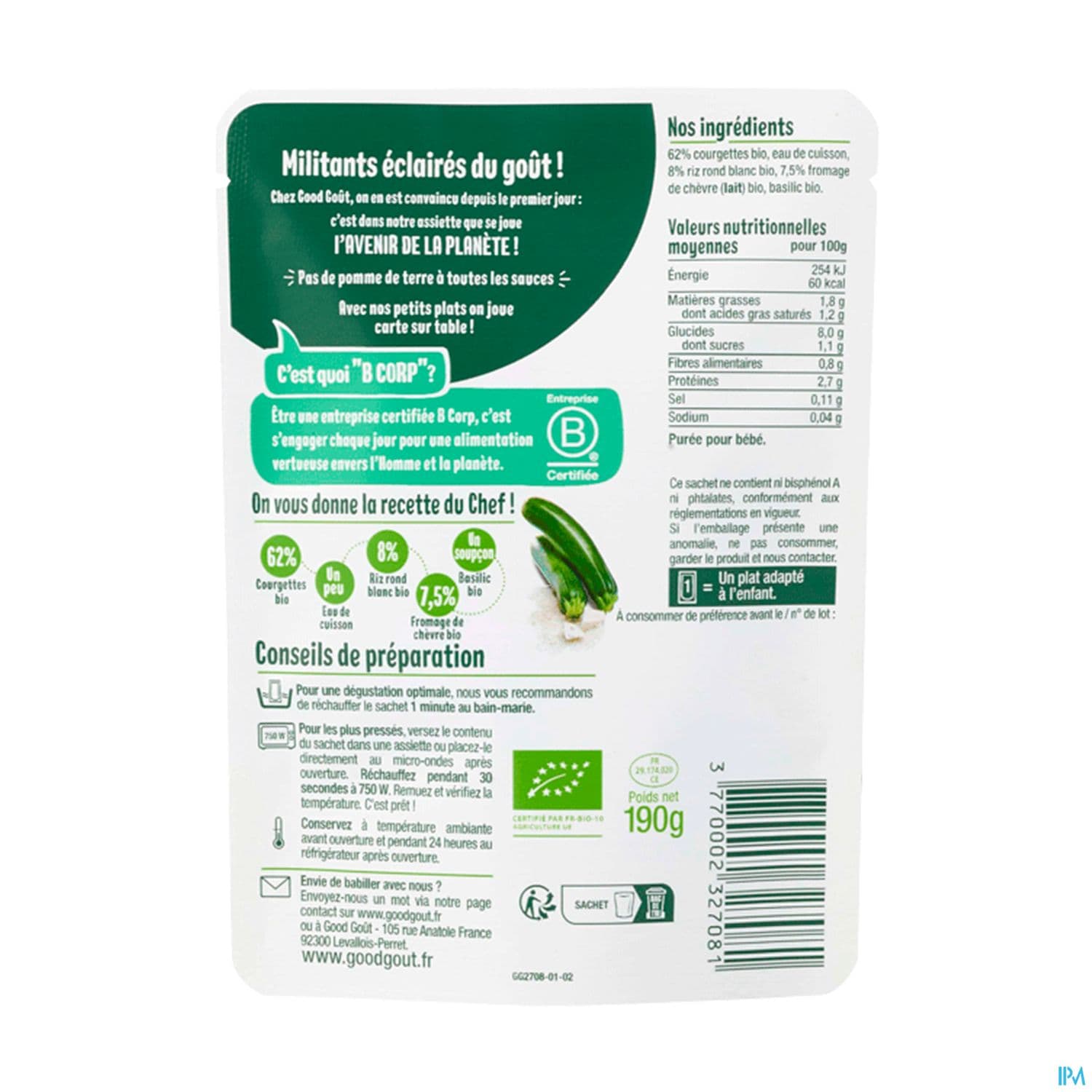 GOODGOUT RISOT COURGET CHEVRE 190G