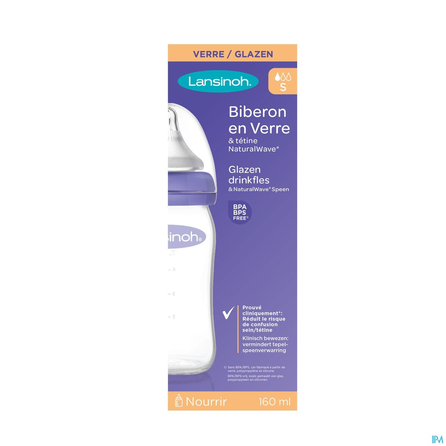 LANSINOH BIB VERRE NAT WAVE 160ML