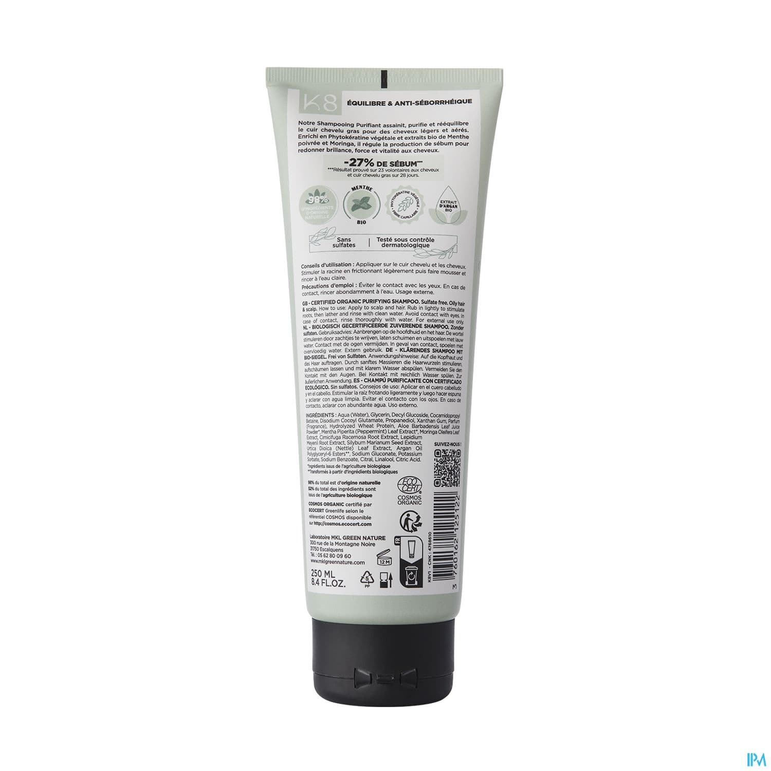Mkl Green Nature Shampooing Purifiant Cheveux Gras Bio 250ml