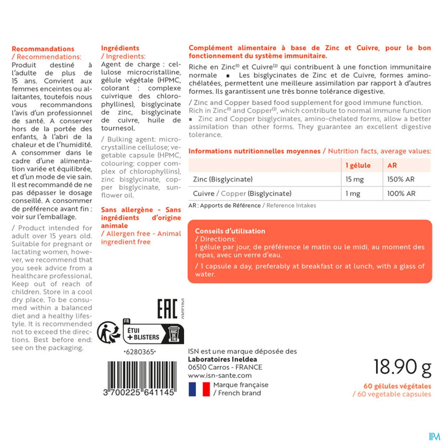 Ineldea Isn Suplezinc Supplementation Zinc Gelule 90