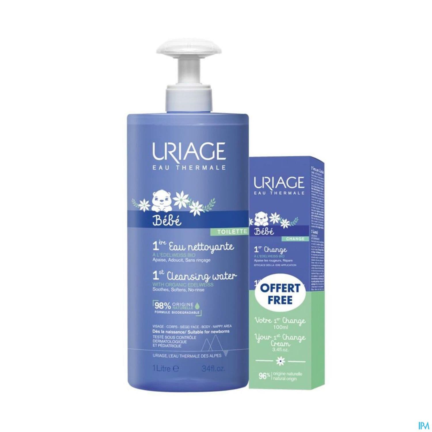 Uriage Bebe 1ere Eau Nettoyante 1l + Creme Change 100ml Offert — Pharmacie Principale des Grésillons