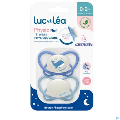 Luc Et Lea Sucette Physiologique Nuit 0/6m P7 X2