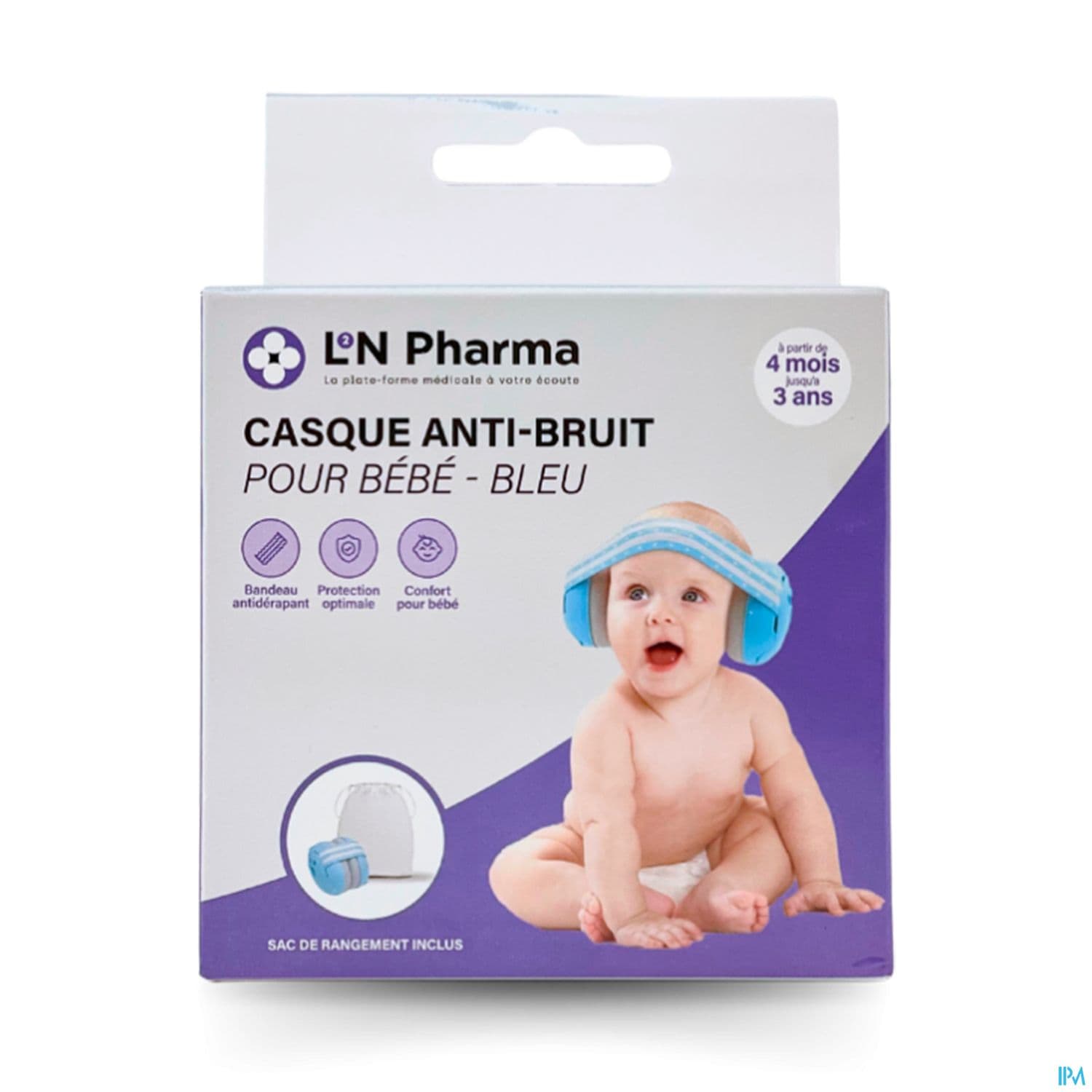 L2N CASQUE A/BRUIT BEBE 3M+ BLEU — Grande Pharmacie du Centre