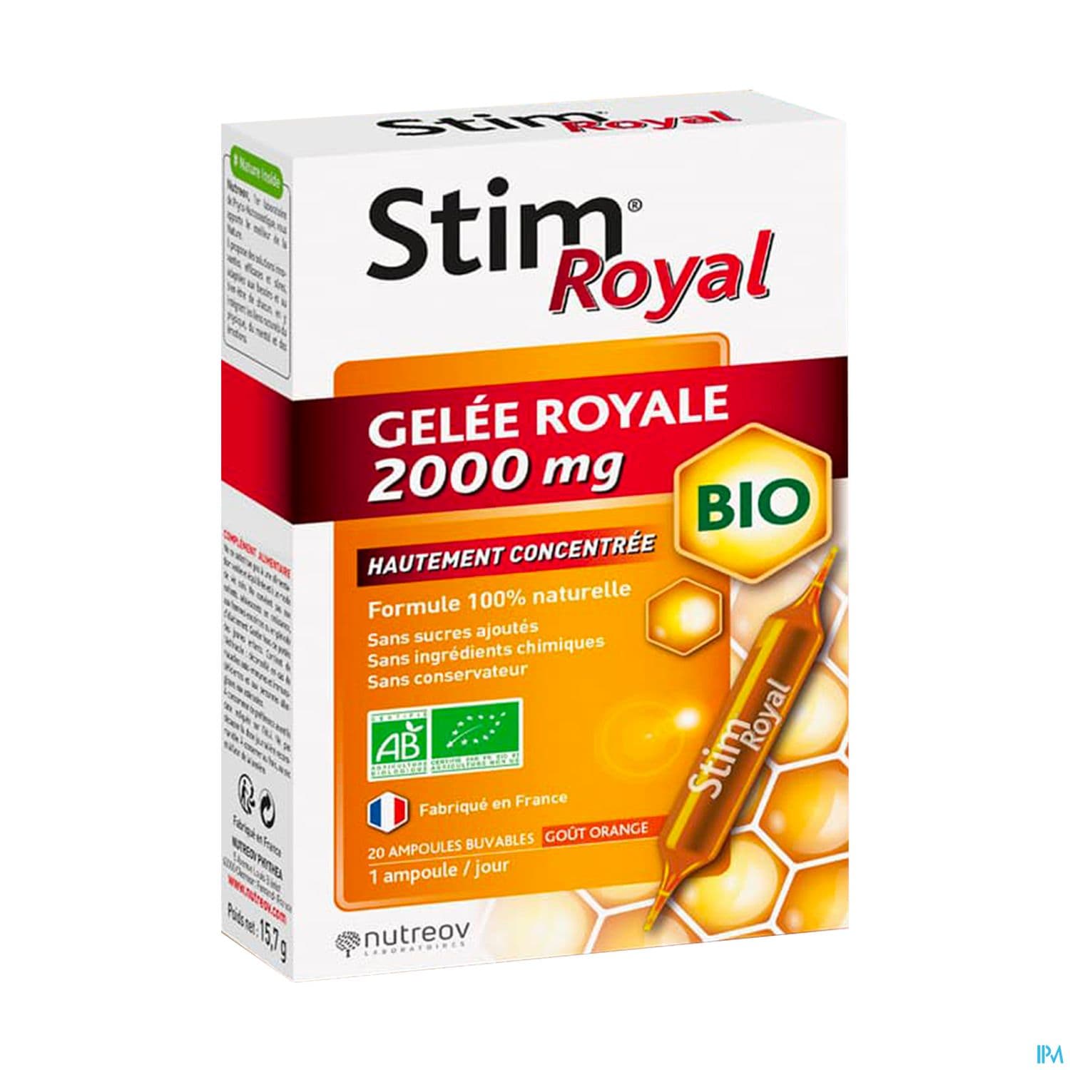 Nutreov Stim Royal Gelee Royale Bio 2000mg Ampoule Buvable 20