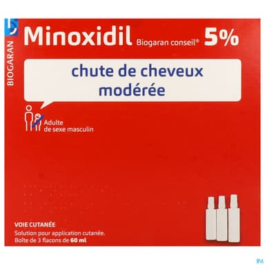 Minoxidil Biogaran Conseil 5% Solution Pour Application Cutanee 60ml X3