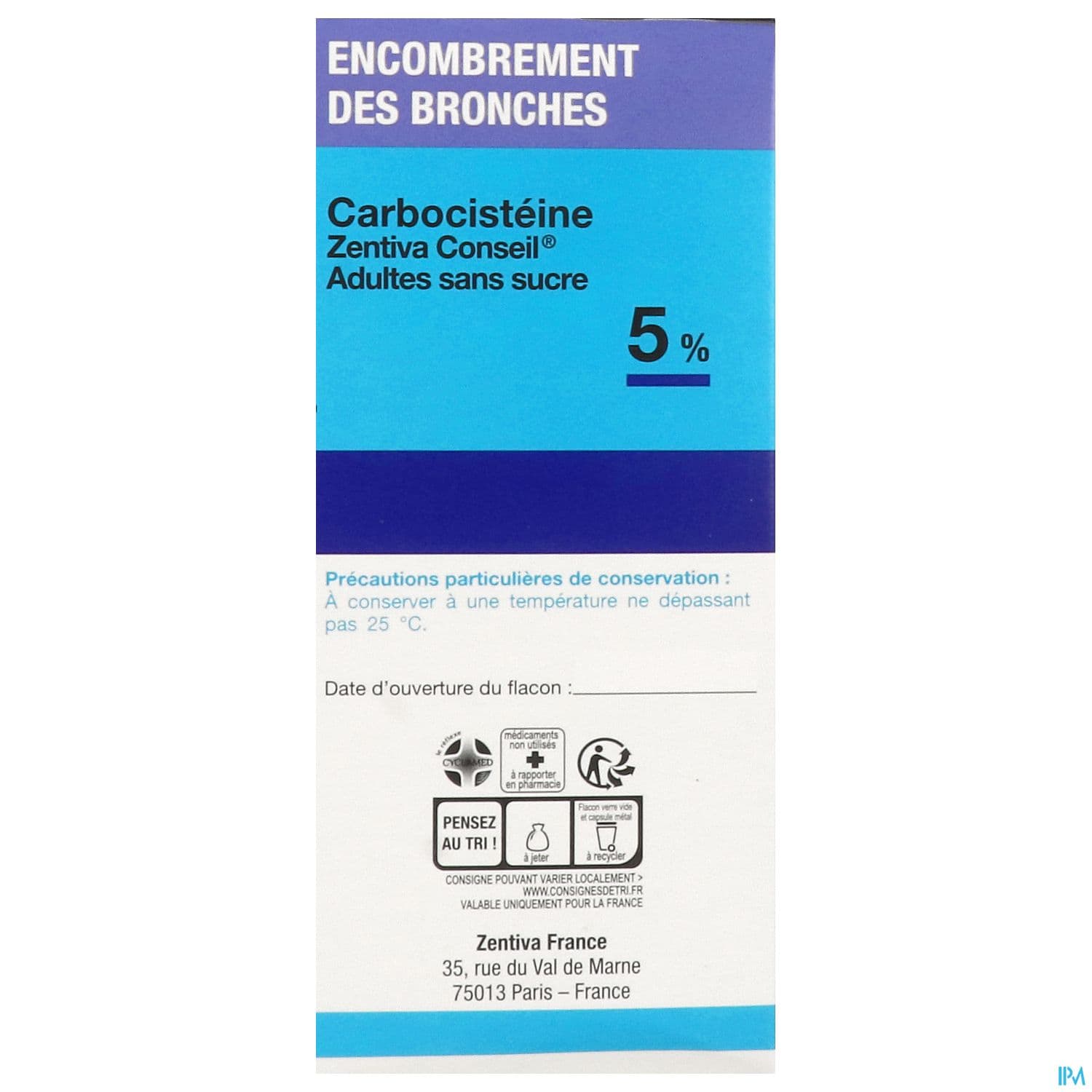 Carbocisteine Zentiva Conseil 5% Adulte Sans Sucre 250ml