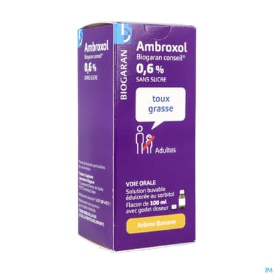 Ambroxol Biogaran 0.6% Sans Sucre Solution Buvable 100ml