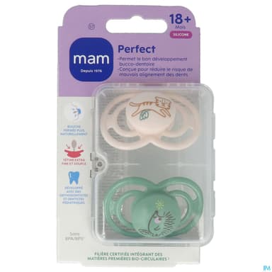 Mam Sucette Perfect Animaux +18m Silicone X2