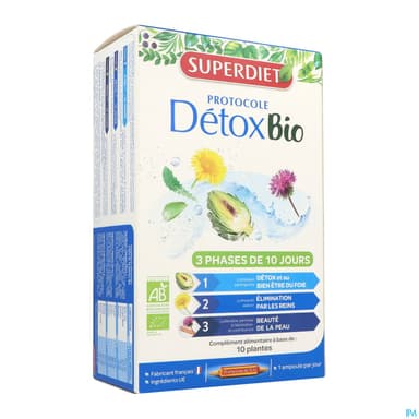 Superdiet Protocole Detox Bio Ampoule Buvable 15ml 30