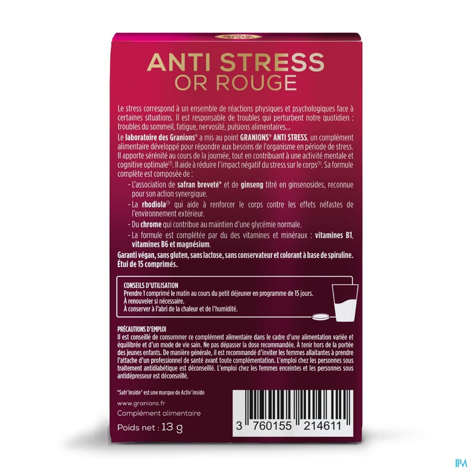 Granions Antistress Or Rouge Comprime 15