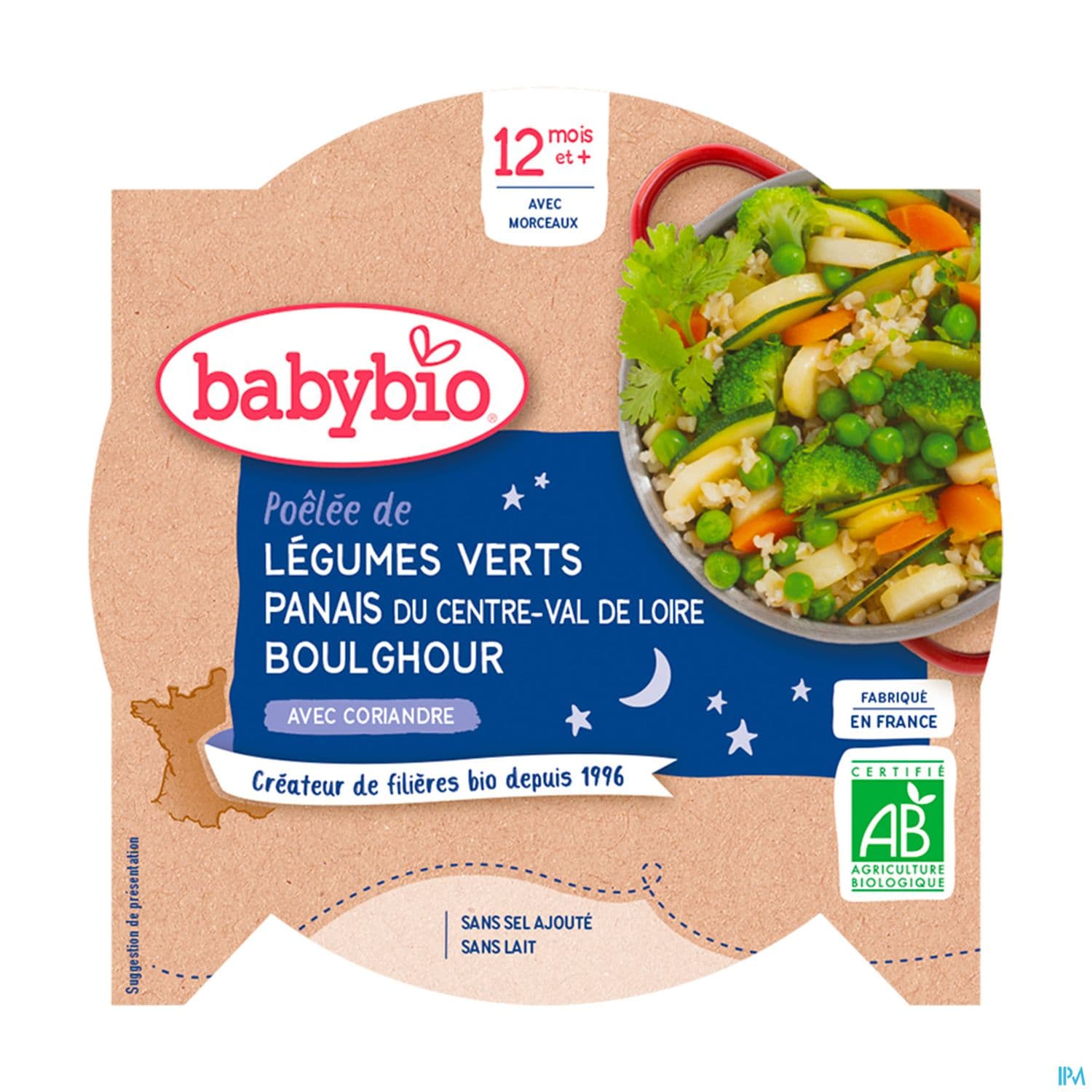 Babybio Bonne Nuit Poelee De Legumes Verts Panais Boulghour A La Coriandre 12m 230g