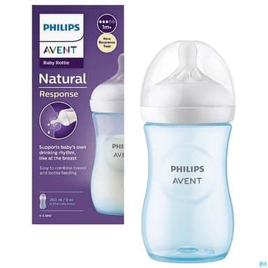 BIB AVENT NAT RESPONSE 260ML BLEU