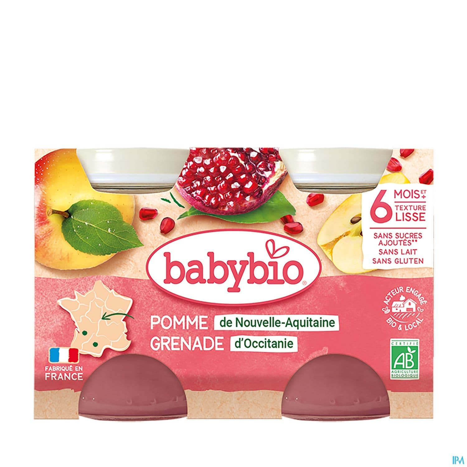 BABYBIO POMME/GRENADE POT 2X130G