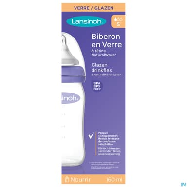 LANSINOH BIB VERRE NAT WAVE 160ML