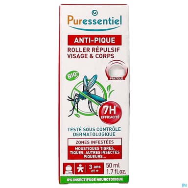 Puressentiel Roller Repulsif Visage Corps Aux He Bio Antipique 50ml